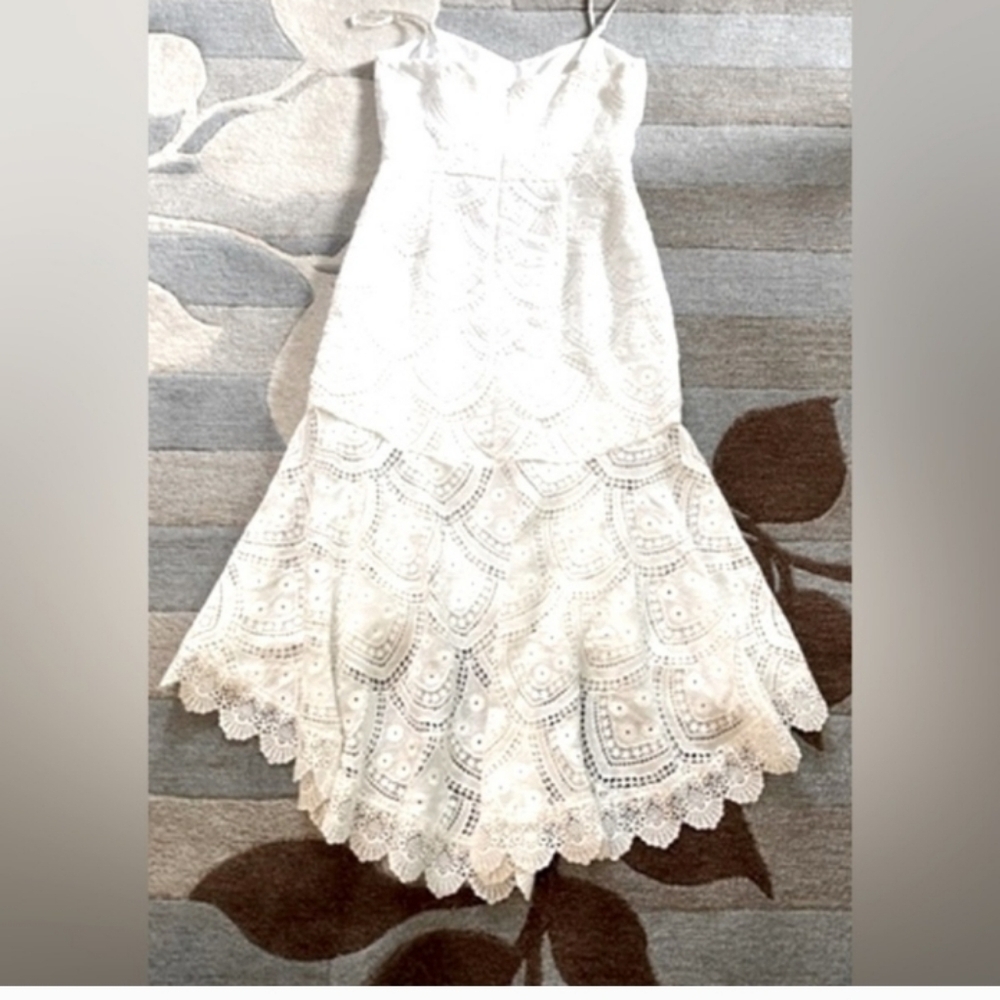 Anthropologie Lace Tiered Mermaid Bohemian Coquette Girl Coastal Cowgirl Dress S - Picture 2 of 12
